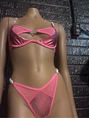 Pink Sheer Cut-Out Lingerie Set - Women Intimates